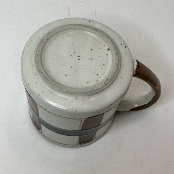 Speckled Pottery Plaid Mug Green Brown 12 ounce Coffee Cup - Picture 4 of 4